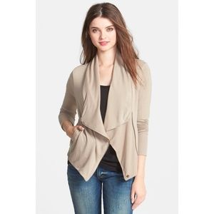 Caslon Drape Neck Zip Cardigan